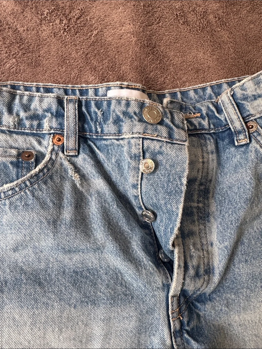 Zara Light Wash Distressed Frayed Denim Shorts